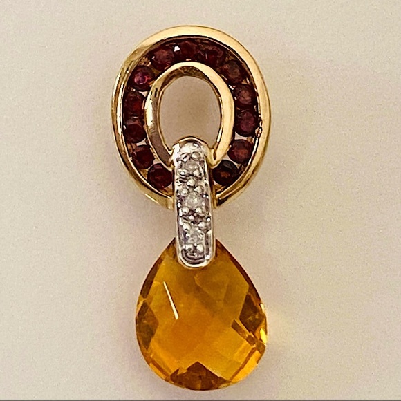 Garnet with Citrine Briolette dangle earrings - Picture 4 of 6